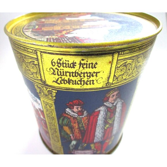 VTG E.Otto Schmidt Nurnberg Round Biscuit Tin Lebkuchen Und Honig Germany -Empty - Picture 4 of 13